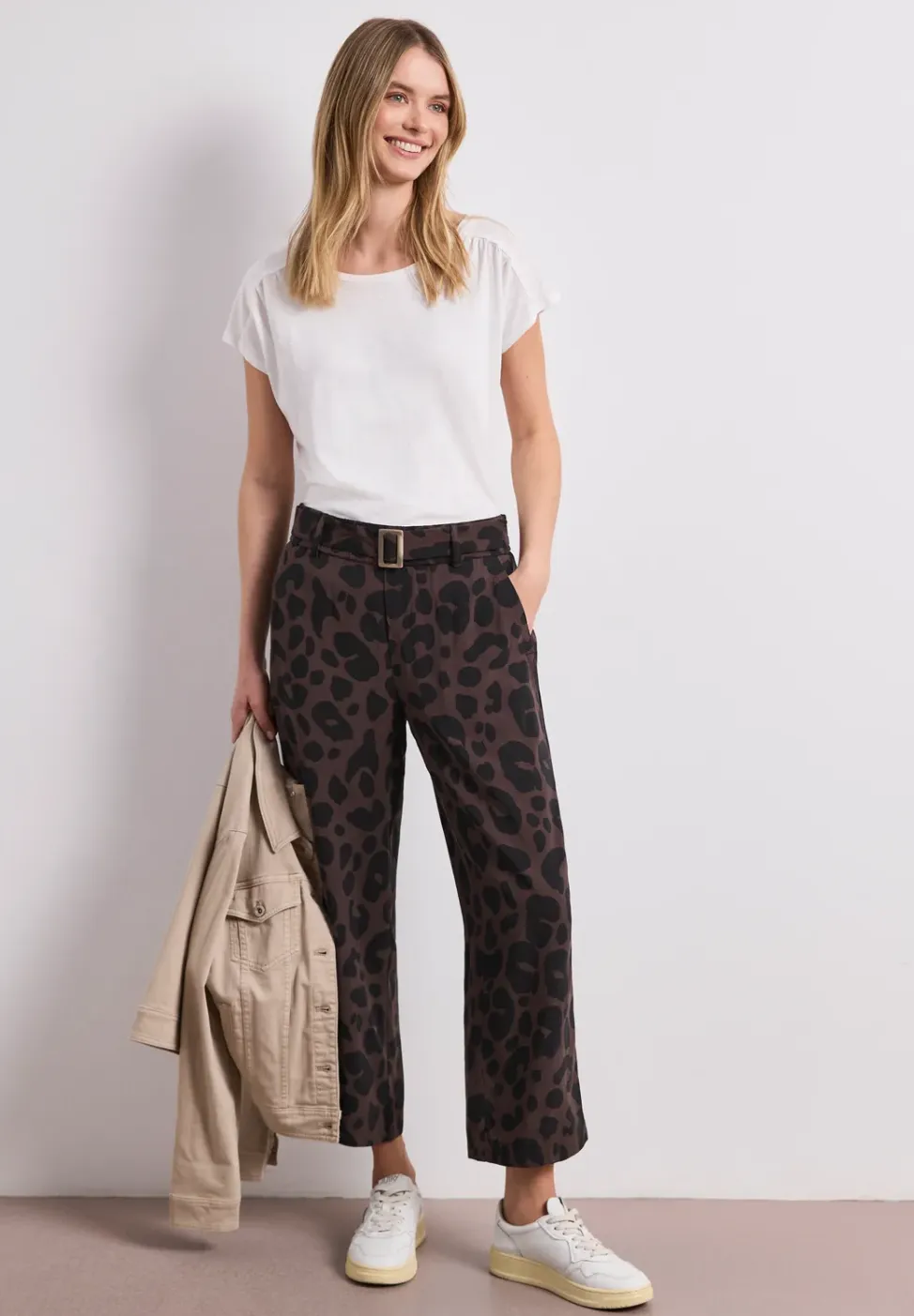 Wide Legs broek met riemdetail