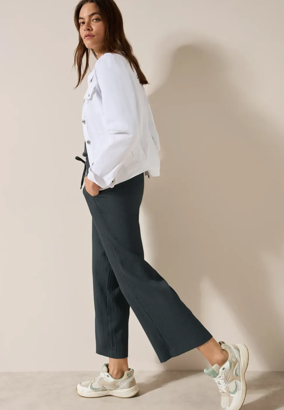 Wide Legs gestructureerde broek