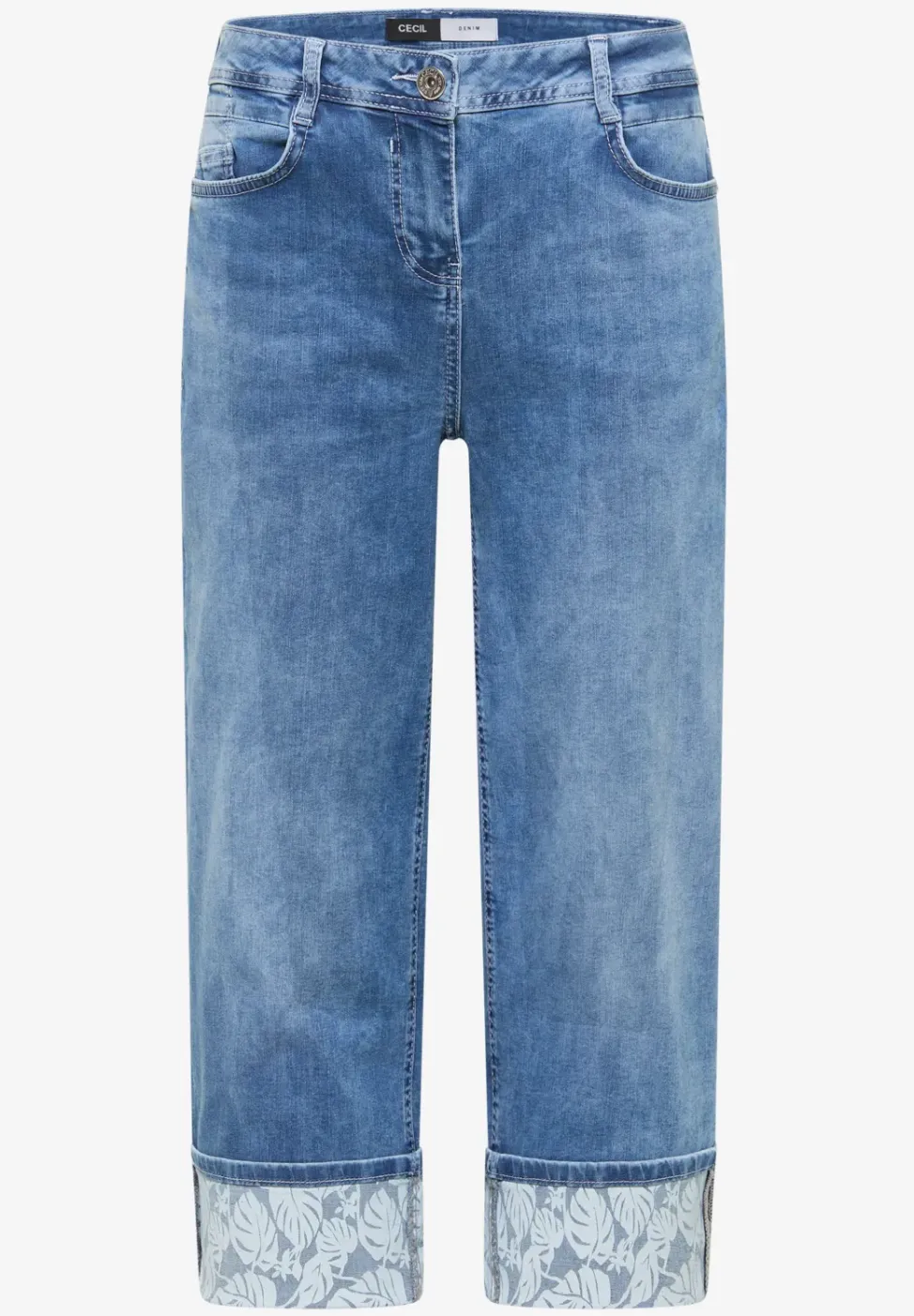 7/8 Wide Legs jeans met omgeslagen detail