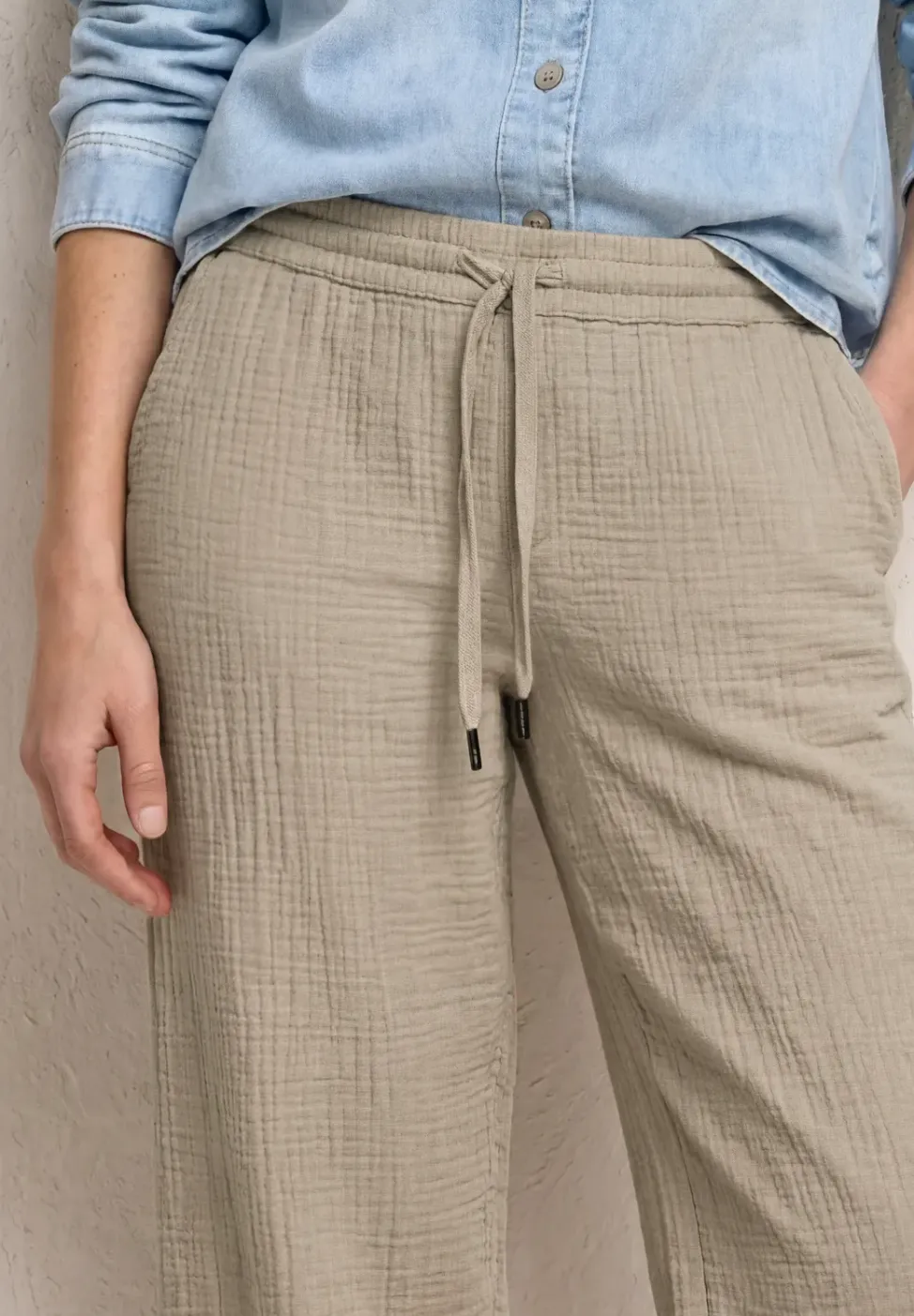 Wide Legs mousseline broek in Loose Fit