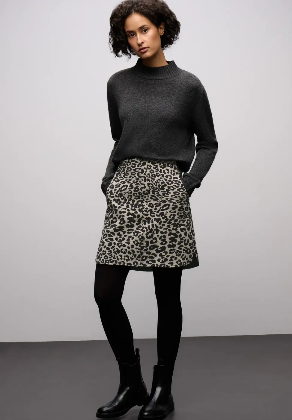 Wol-look rok met studs