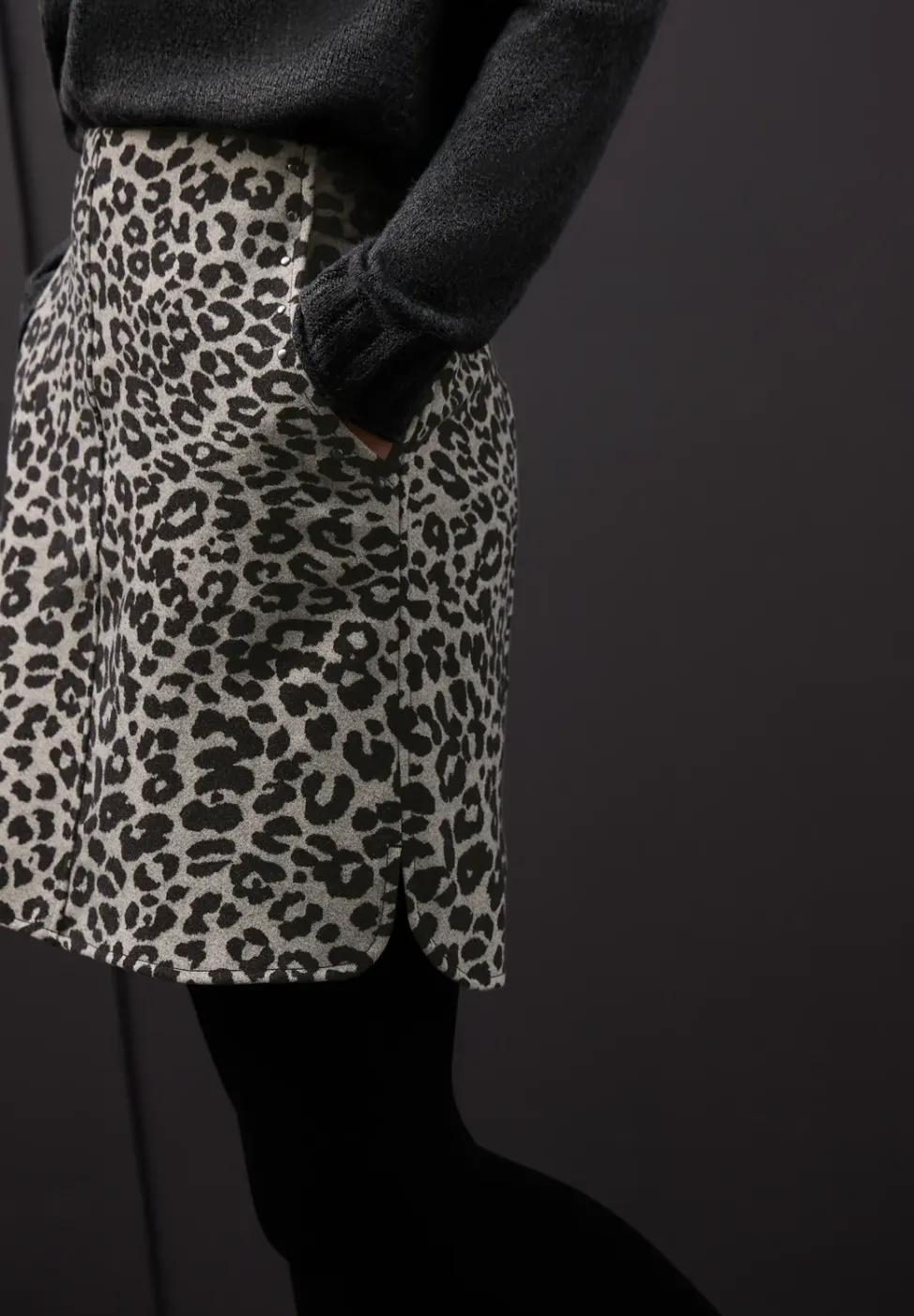 Wol-look rok met studs