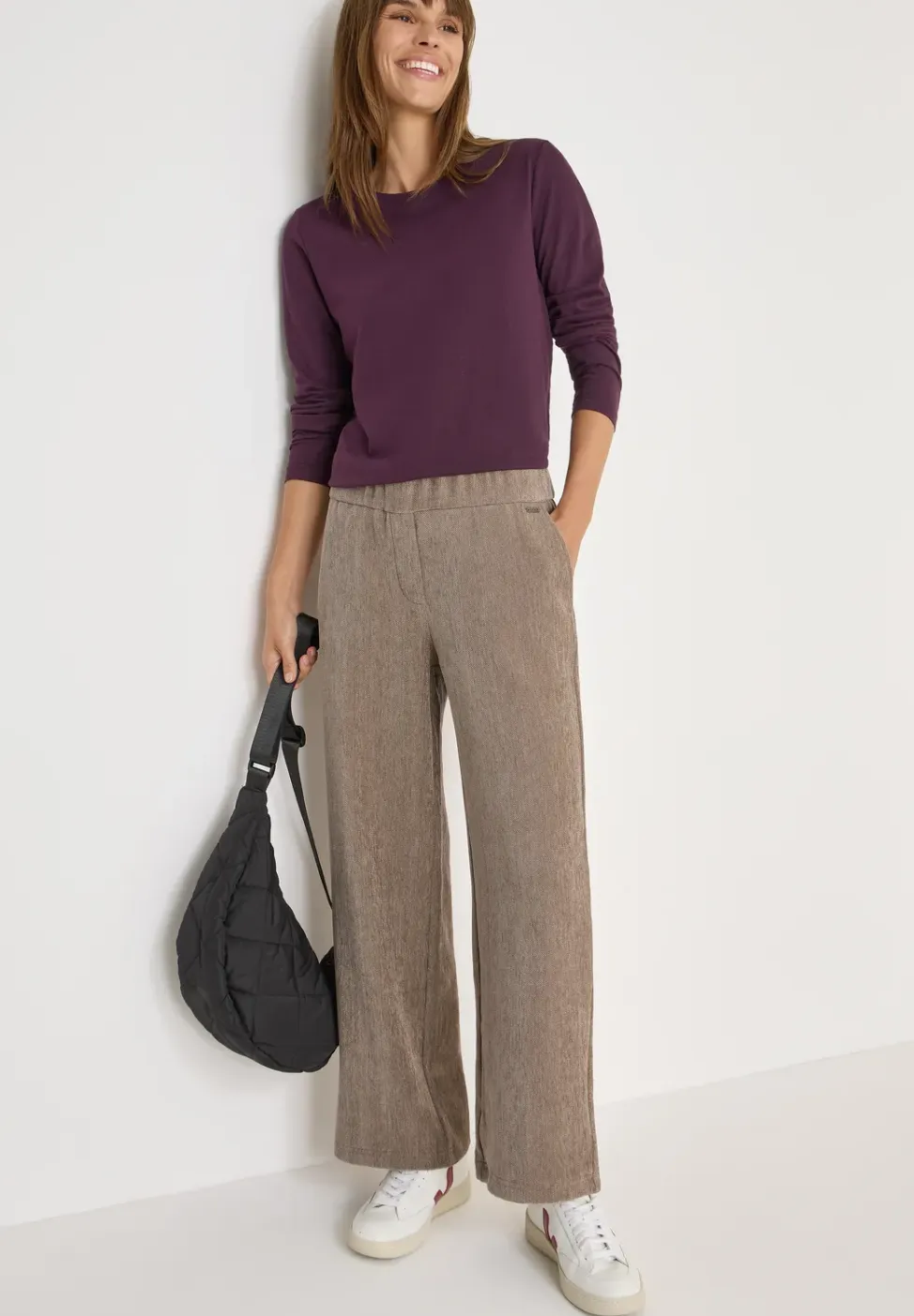 Zachte chenille broek Wide Legs